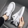 thumbnail image 4 of Men's Skateboard Shoes Casual Lace-Up Sneakers - Solid Color Low-Top PU Sneakers with Fabric Lining, PVC Sole, Cloth Insole, Suitable for Daily Wear, 4 of 5