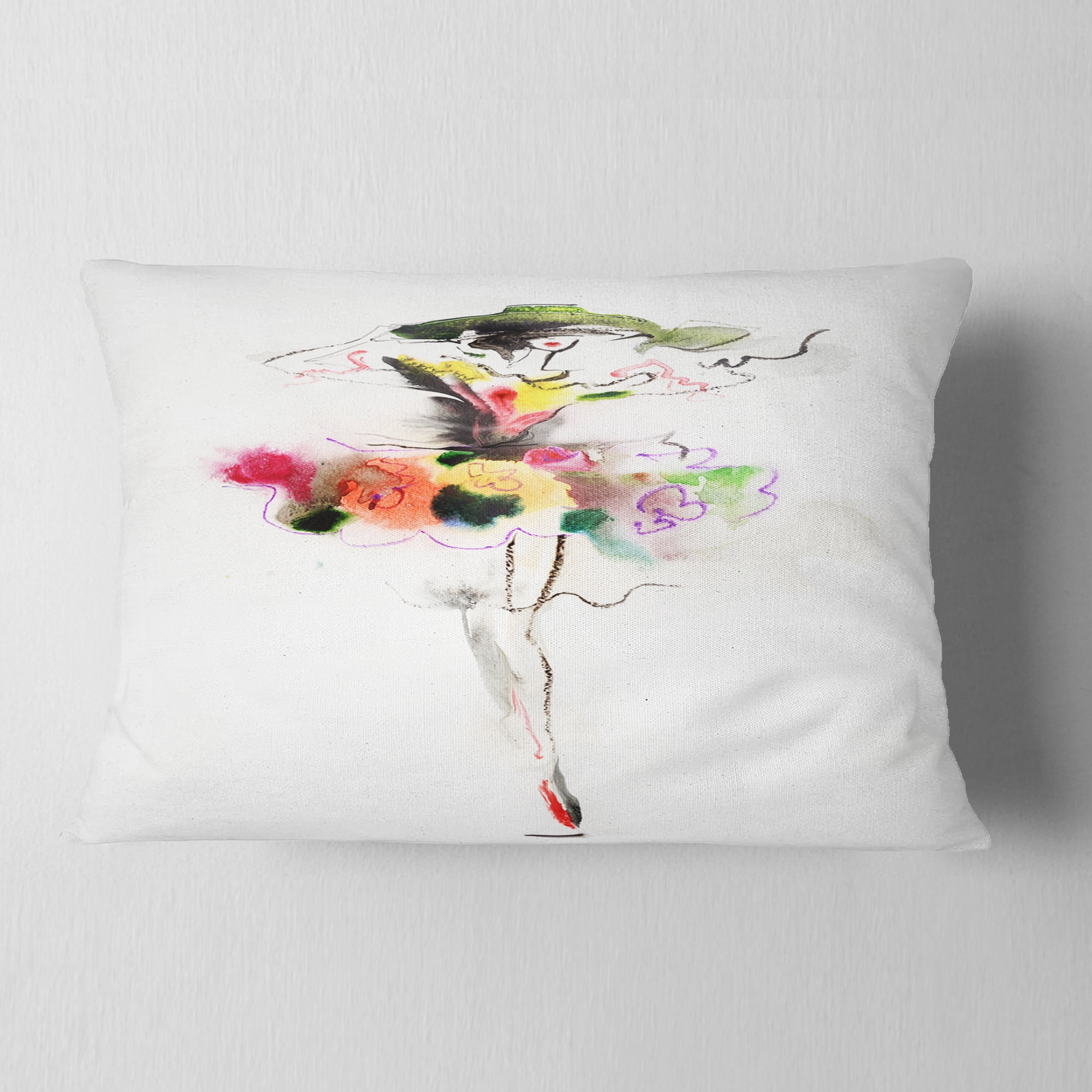 Designart Beautiful Fashion Girl - Portrait Throw Pillow - 12x20