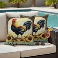 thumbnail image 5 of Vintage Rooster Pillow Covers 2 Pack Welcome Farmhouse Sunflower Animal Rustic Country Pillowcase Waterproof Outdoor Throw Pillow Cover for Patio Garden Square Cushion 16”x16”, 5 of 9