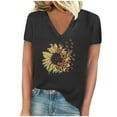 thumbnail image 2 of Wancir Women's V Neck T Shirts Casual Rolled Short Sleeve Side Split Summer Tops Loose Fit, 2 of 4