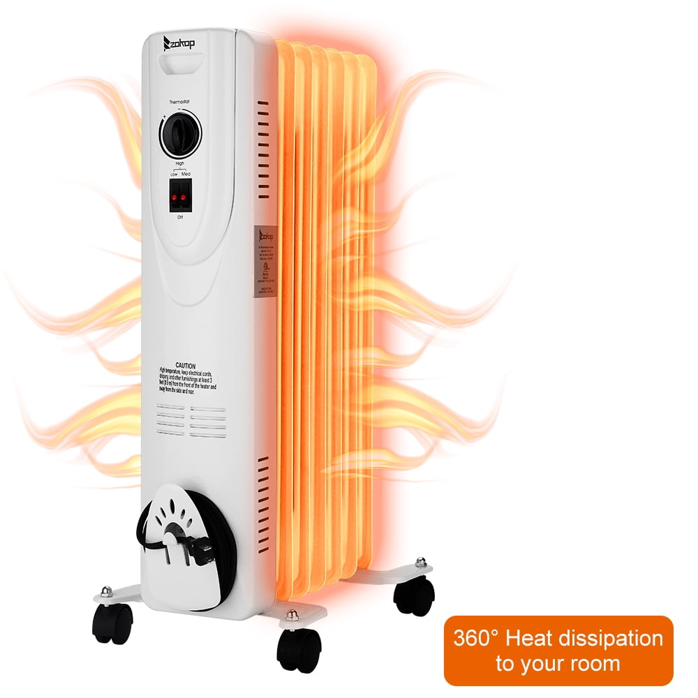 Oil Space Heater, Portable Electric Oil Filled Heater with Temperature