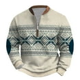 thumbnail image 2 of gbyLJF Men's Vintage Printed Sweater Half Zipper Knitted Long Sleeve Sweatshirt Round Neck Pullover Blouse for Men, 2 of 3