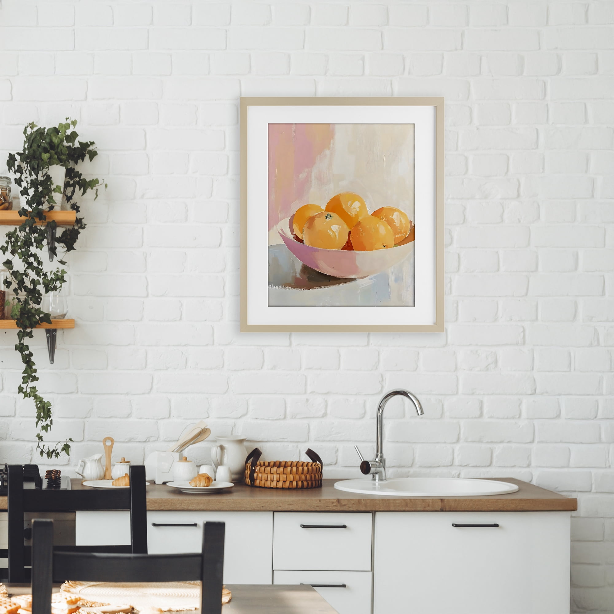 Stupell Industries Pastel Bowl of Oranges Birch Framed Print Under Glass, design by The Prints Vibe