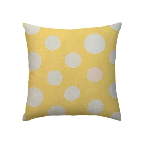 GooTPa Yellow and White Large Polka Dot Print Pillow Covers, Cozy Square Throw Pillow Case Decoration, Linen Cushion Covers for Couch Sofa Bedroom Living Room Holiday Home Decor - 18x18in