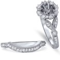thumbnail image 2 of Pompeii Vintage Halo Diamond Engagement Ring Setting Semi Mount Matching Wedding Band, 2 of 4