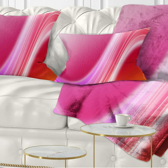 Designart Pink Abstract Curved Lines - Abstract Throw Pillow - 12x20