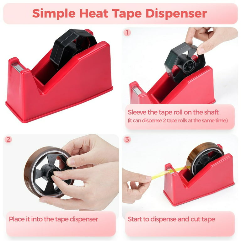  Ihvewuo- Heat Tape Cut Dispenser Multiple Roll Cut Heat Tape  Dispenser Sublimation for Heat Transfer Tape Reusable Semi-Automatic Tape  Dispenser with Compartment Slots Ihvewuo-(Rose red)