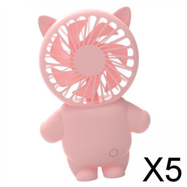 6xSmall Ventilador de Mano USB Recargable con Batería de Forma de Gato Rosa 5 piezas