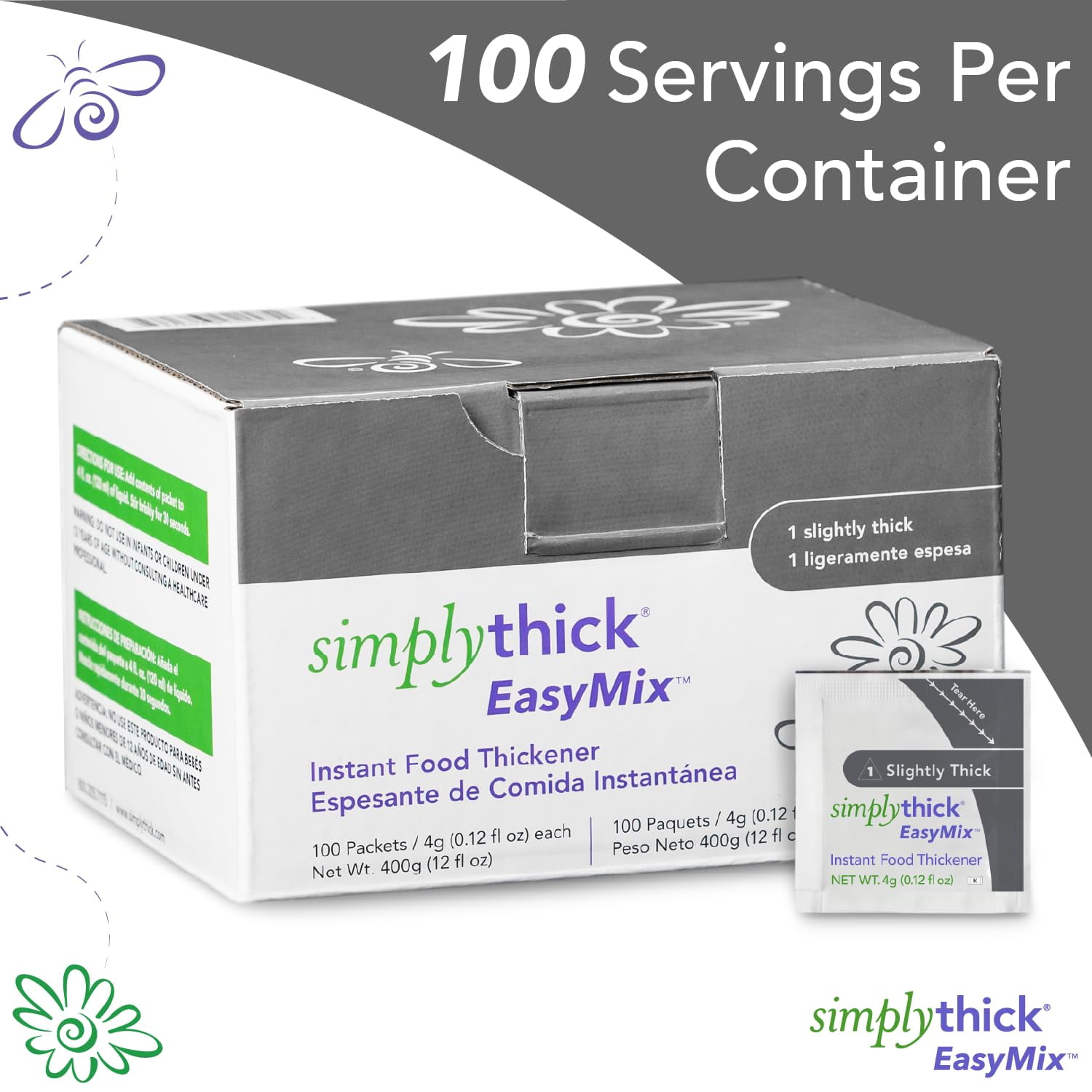 SimplyThick EasyMix | 100 Count of 4g Individual Packets | Gel