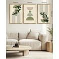 thumbnail image 5 of Drsoum Large 24x36in3pcs Natural Framed Bohemia Modern Prints with Green Leaf Wall Art Bedroom Living Room Decor, 5 of 9