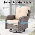 thumbnail image 3 of ODELIO 5‑Piece All‑Weather Wicker Patio Furniture Set, Outdoor Conversation Set with 360° Swivel Rocking Chairs & LED Lighted Coffee Table, Beige Cushions for Backyard Porch Garden, 3 of 8