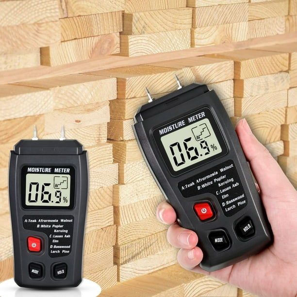 Speravity Medidor de humedad digital ABS Pantalla digital grande Detector de humedad de madera portátil de alta precisión Medidores de medidas dimensionales Gris