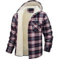thumbnail image 2 of Men's Thick Fleece Plaid Jacket Flannel Shirts Sherpa Lined Button Up Hoodie Winter Coat, 2 of 5