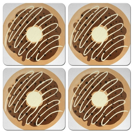 Caribou Drink Square Coaster Set of 4, Cream Chocolate