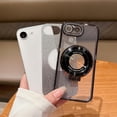 thumbnail image 6 of for iPhone 16e Magnetic Ring Stand Case Compatible with MagSafe, Bling Sparkly Phone Cover with Crystal Diamonds Rhinestone Case with Camera Lens Protector for iPhone 16e 6.1" (Silver), 6 of 12