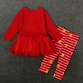 thumbnail image 4 of Xyant Toddler Baby Christmas Outfit Girl Santa Tree Print Tunic Drees Shirt Stripe Pants Fall Winter Clothes (Red,18-24 Months), 4 of 7