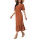 thumbnail image 4 of Vestido Boho de Mujer Inspire Chic con Volantes, Manga Corta, Cuello en V, Puntos Suizos, Cintura con Lazo, Midi, Talla M, Caramelo, 4 of 6