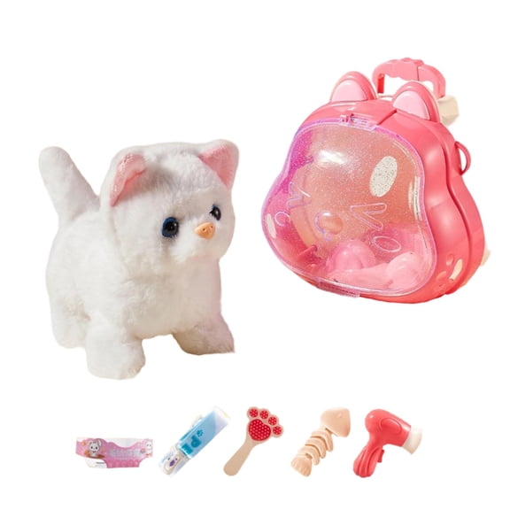 Rechargeable Interactive Robotic Cat Toy Realistic Walking Barking Tail Wagging Smart Electronic Pet Panda Rabbit Companion for Kids