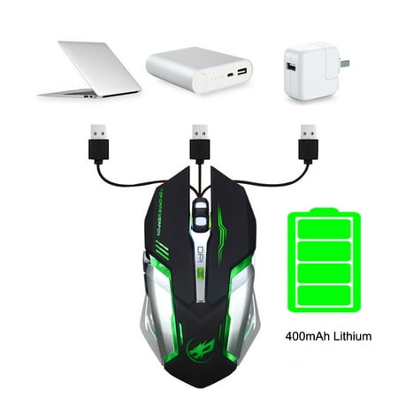 Rechargeable T1 Wireless Silent LED Backlit USB Optical Ergonomic Gaming