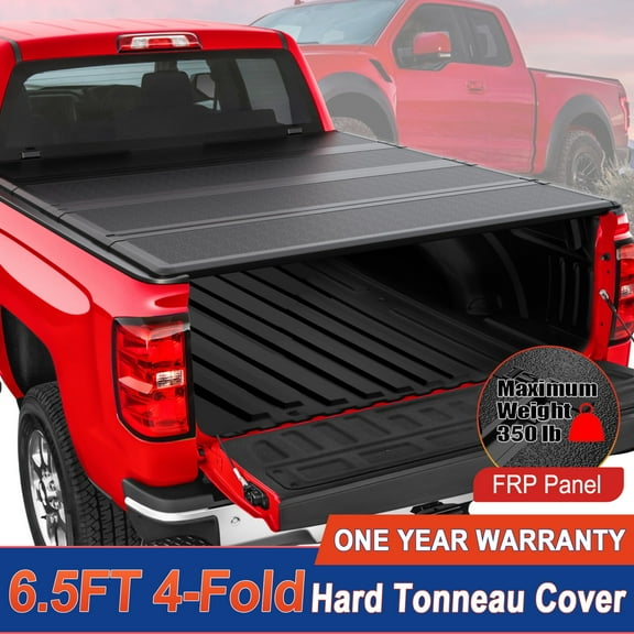 6.5FT 4-Fold FRP Hard Tonneau Cover For 2014-2025 Chevy Silverado GMC Sierra