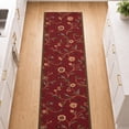 thumbnail image 5 of Ottomanson Extra Long Runner Rug 2'7" x 25' – Non-Slip Low Pile Hallway Carpet, Floral Red, 5 of 10