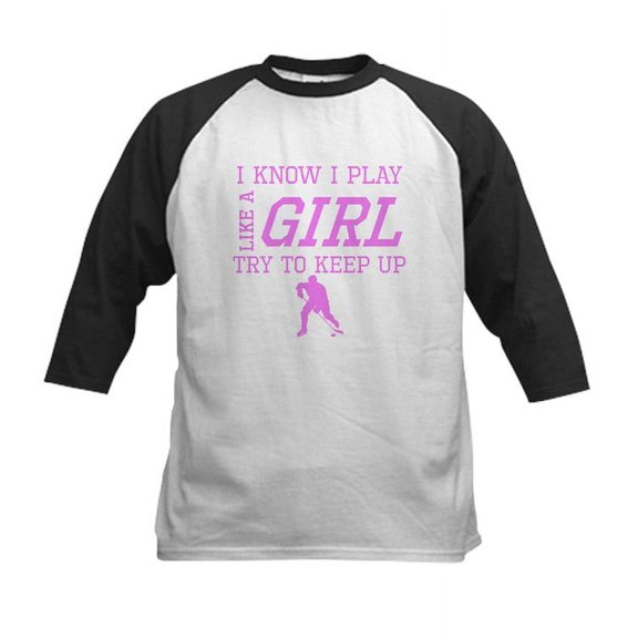 CafePress - Hockey Like A Girl Baseball Jersey - Kids Cotton Baseball Jersey, 3/4 Sleeve Shirt