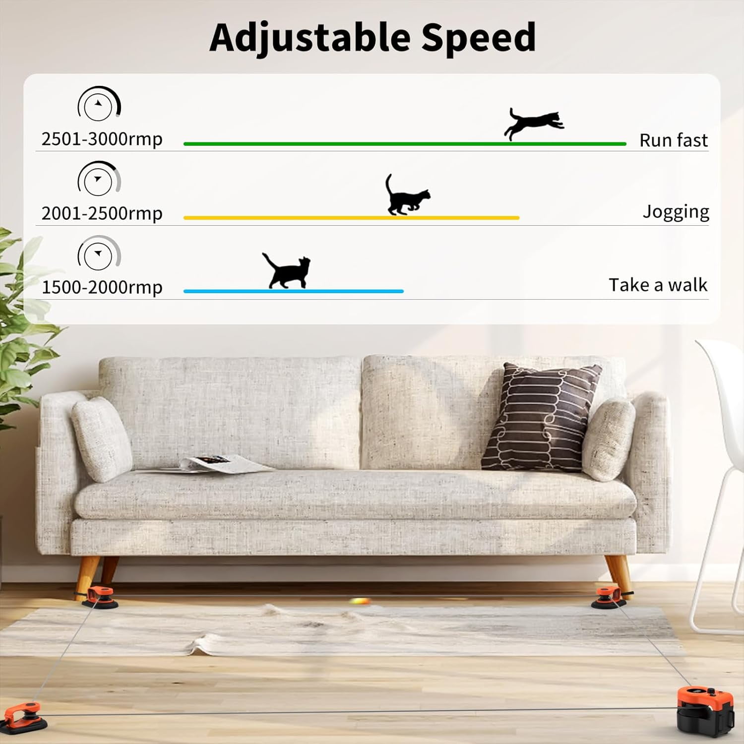 URRU Interactive Cat Toy for Indoor Cats,Automatic Teaser Cat Toy, 2 Control Mode & Mice Sound,Auto/RC Diy Cat Mouse Hunting Toy for Chase Hunt Weight Loss,Gifts for Cat Lovers-Orange