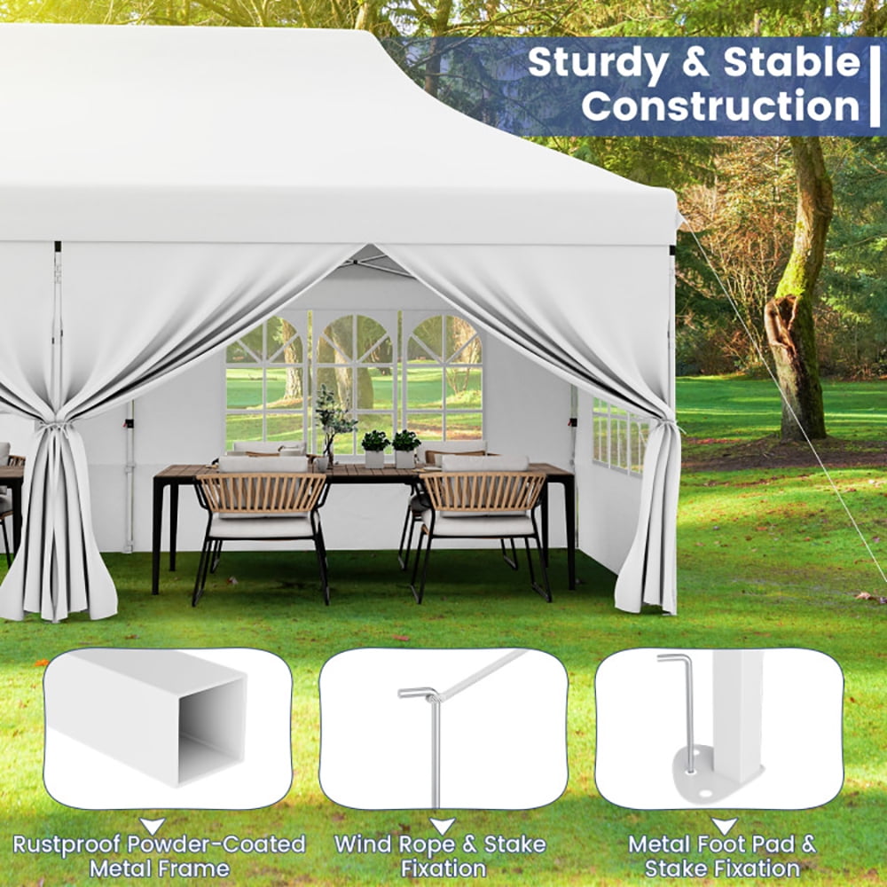 Aimee Lii 10 x 20 FT Pop up Canopy with 6 Sidewalls and Windows and Carrying Bag for Party Wedding Picnic, Canopy Gazebo for BBQ Events, White Aimee Lii 10 x 20 FT Pop up Canopy with 6 Sidewalls and Windows and Carrying Bag for Party Wedding Picnic, Canopy Gazebo for BBQ Events, White