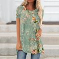 thumbnail image 1 of Fiudx Ofertas Flash Del Día Top de Cuello Redondo de Manga Corta Raglán Largo con Espalda Corta y Estampado Informal para Mujer, 1 of 5