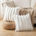 thumbnail image 5 of PONPRNGY 1Pc Faux Fur Plush Decorative Throw Pillow Covers 17x17 Inch, Luxury Striped Cushion Cases Soft Fluffy Accent Pillowcases for Sofa, Couch and Bed, 5 of 6