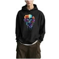 thumbnail image 2 of Fartey Oversized Hoodie for Men Women Funny Halloween Graphic Fleece Sweatshirts Casual Loose Long Sleeve Pullover Hooded Sweatshirt with Pockets Black 2XL, 2 of 7