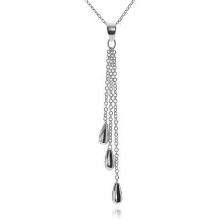 Brinley Co. Women's Sterling Silver Triple Drop Chain Pendant Fashion Necklace
