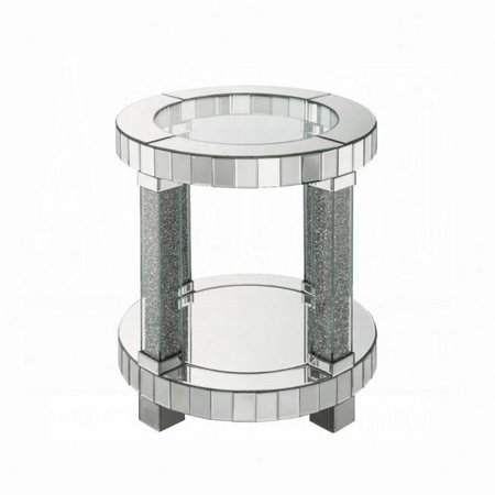 20 in. dia. x 24 in. Fafia End Table, Mirrored & Faux Gems