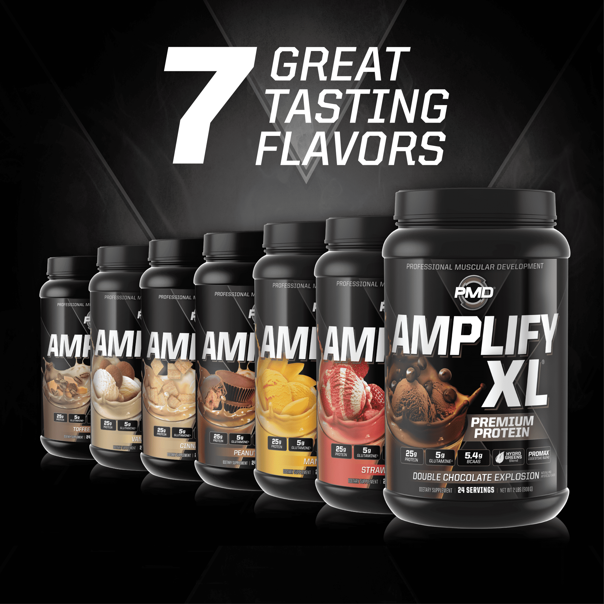 PMD Sports Amplify XL Premium Whey Protein Supplement Hydro Greens Blend - Glutamine and Whey Protein Matrix with Superfood for Muscle, Strength and Recovery - Cinnamon Toast (24 Servings)