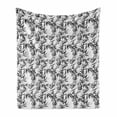 thumbnail image 1 of Leaves Soft Flannel Fleece Throw Blanket, Monochromatic Composition with Leaves and Sticks Oriental Forest, Cozy Plush for Indoor and Outdoor Use, 60" x 80", Pale Grey Black White, by Ambesonne, 1 of 6