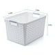 thumbnail image 3 of Cesta de lavandería de plástico con asas plateadas | Ligera y duradera, con capacidad para 2 bushels | Cesto de ropa ventilado blanco para ropa, juguetes y equipo deportivo | Organizador para, 3 of 5