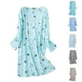 thumbnail image 4 of Women's Cotton Nightgown Sleepwear Long Sleeves Shirt Casual Print Sleepdress Pajamas for Women, 4 of 4
