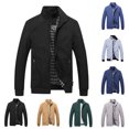 thumbnail image 2 of Men's Bomber Jackets Windproof Lightweight Zip Up Collared Track Jacket Windbreaker Golf Causal Outdoor Sportswear Coat, 2 of 3