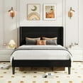 thumbnail image 2 of Amolife Queen Size Platform Bed Frame with Velvet Upholstered Wingback Headboard, No Box Spring Needed, Black, 2 of 9