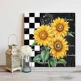 thumbnail image 4 of Summer Sunflowers Framed Canvas Wall Art, Yellow Floral Plants Retro Plaid Black White Wall Art Painting for Living Room Bedroom Home Decor, 28”x28”, Office Artwork Print, 4 of 9
