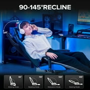 GTPLAYER Gaming Chair Office Chair PU Leather with Footrest&Adjustable Headrest,Blue