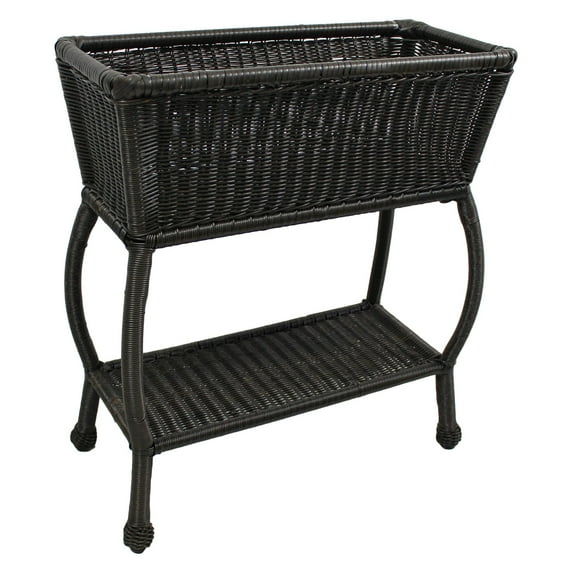 International Caravan Saginaw Indoor/Outdoor Oblong Wicker Plant Stand
