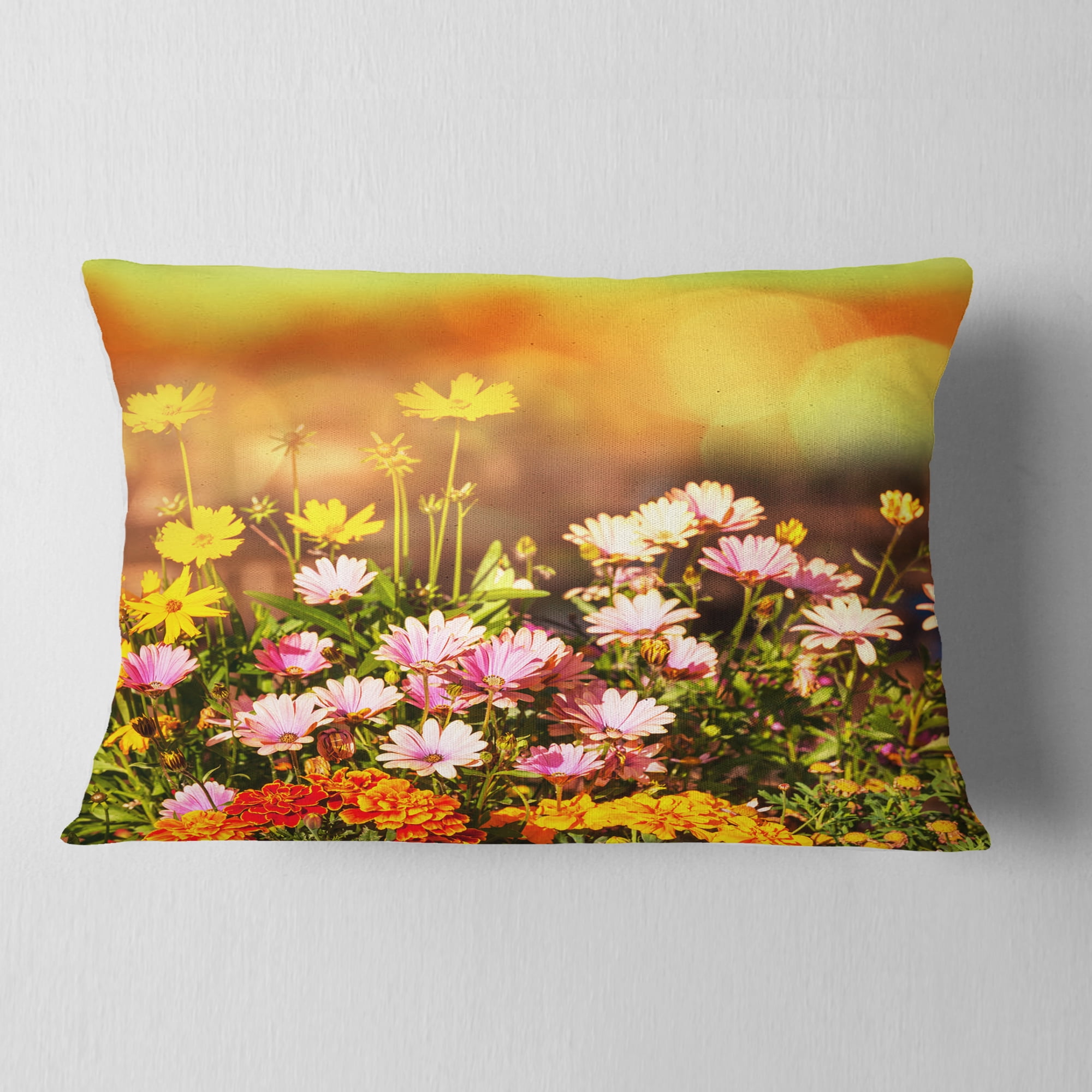 Designart 12" x 20" Pink Polyester Throw Pillow