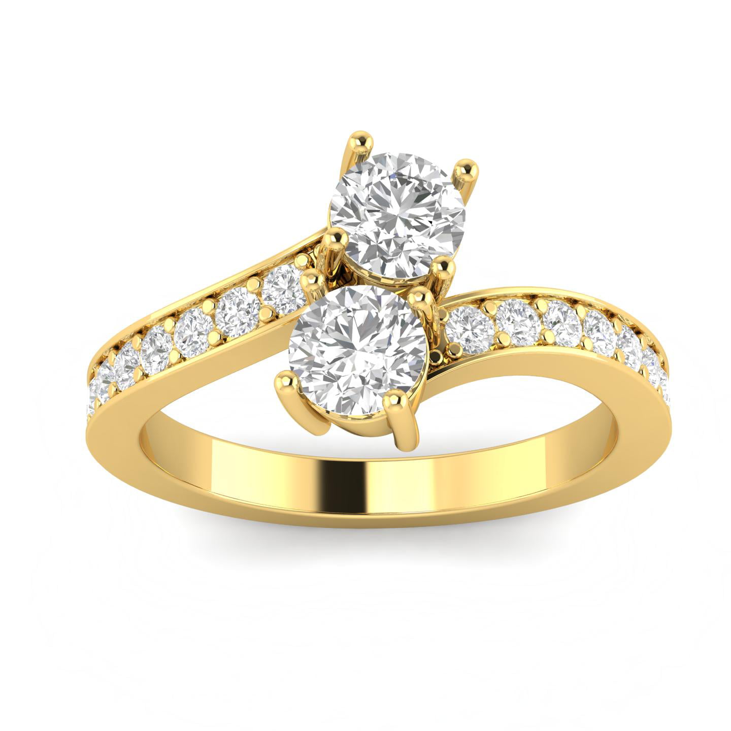 1.00ctw Diamond Two Stone Ring in 10k Yellow Gold (G-H, I2-I3, 1.00ctw ...