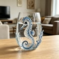 thumbnail image 4 of Artisanal Blue Seahorse Glassware, 3D Seahorse Stemless Glasses, Handcrafted Marine Animal Bar Glass, 4 of 4
