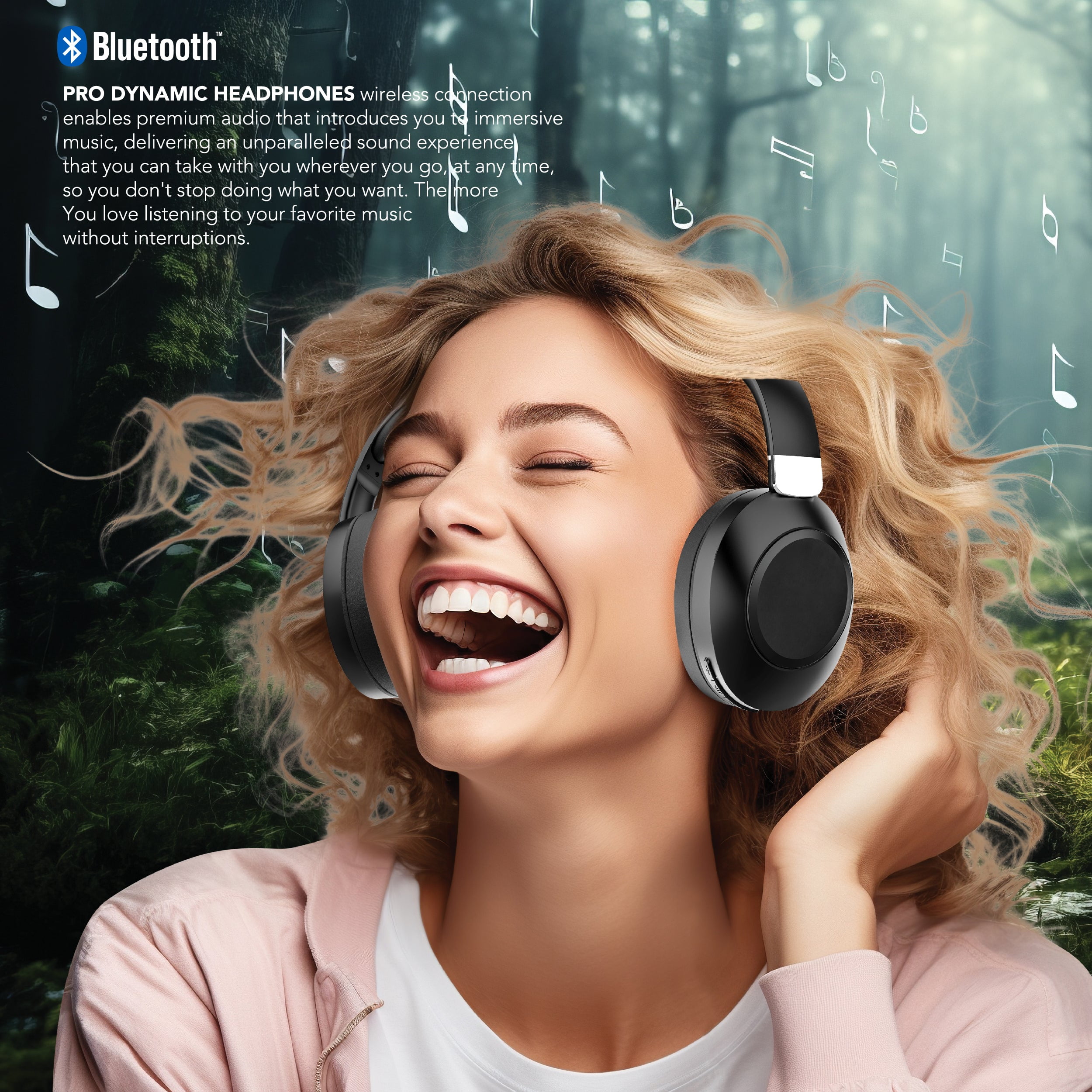 RCA Wave-54 Bluetooth Headphones, 40H Playtime, Hi-Res Audio, Black