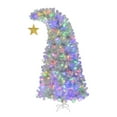 thumbnail image 6 of 6FT Pre-Lit Bent-Top Christmas Tree in Whimsical Hat Design, with 900 PET Branch Tips, 300 LED Lights, Easy Assembly Holiday Xmas Tree for Home Decor, Silver, 6 of 8