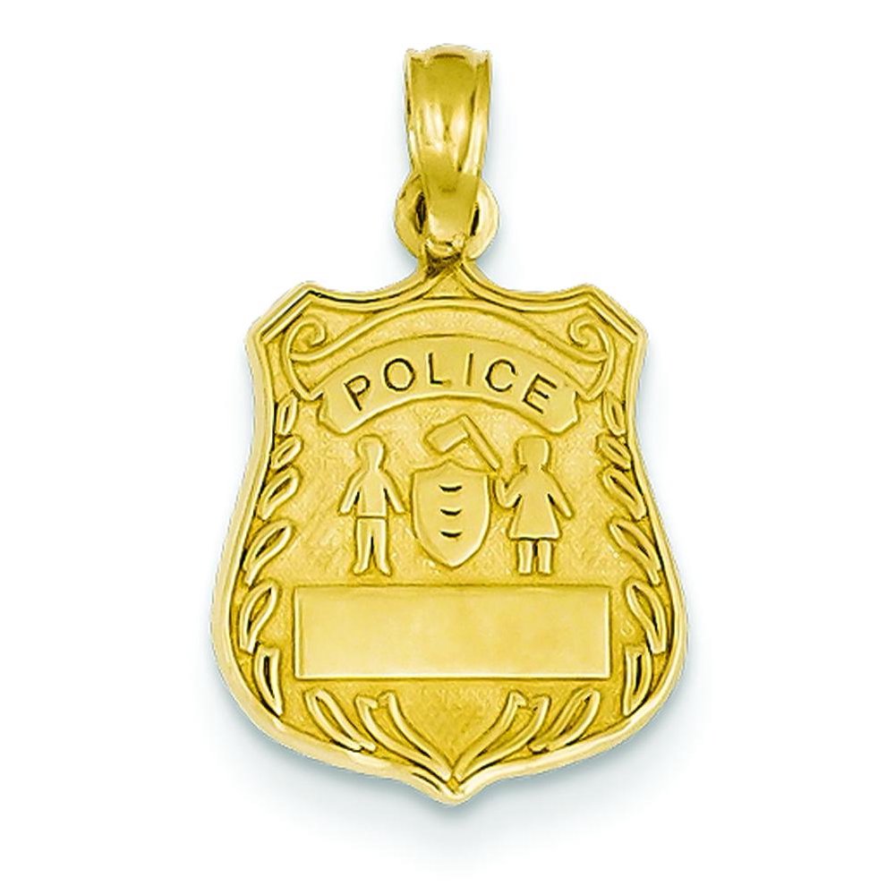 FindingKing 14K Gold Police Badge Engravable Charm Cop Pendant