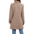 thumbnail image 4 of Women Herringbone Mid‑Length Wool Blend Coat Lapel Double Breasted Overcoat, 4 of 6