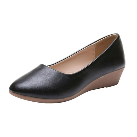Holiday Savings Deals! Kukoosong Womens Comfort Flats Womens Fashion Pointed Toe Shoes Solid Color Casual Comfortable Wedges Casual Shoes for Women Black 36
